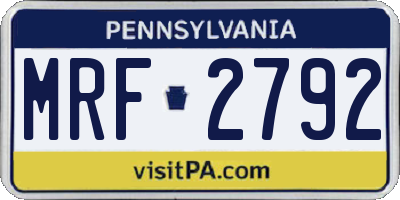 PA license plate MRF2792