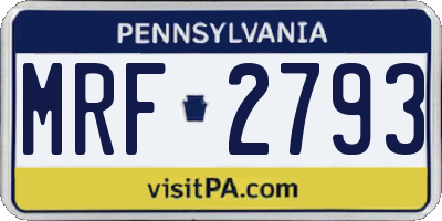 PA license plate MRF2793