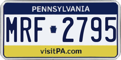 PA license plate MRF2795