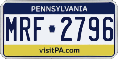 PA license plate MRF2796