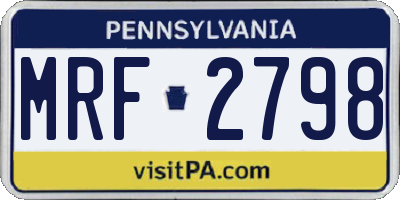 PA license plate MRF2798