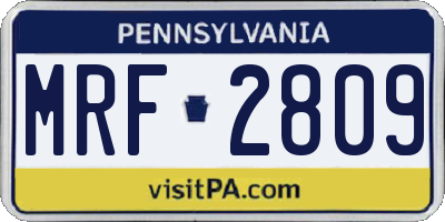 PA license plate MRF2809