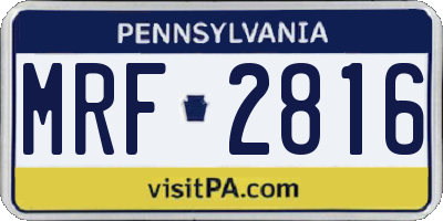 PA license plate MRF2816