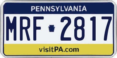 PA license plate MRF2817