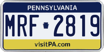 PA license plate MRF2819