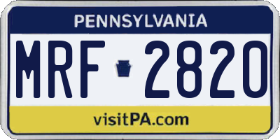 PA license plate MRF2820