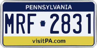 PA license plate MRF2831
