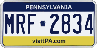 PA license plate MRF2834