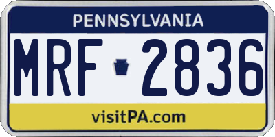 PA license plate MRF2836