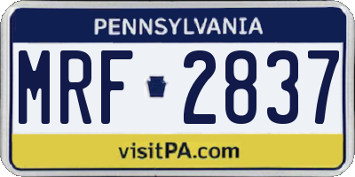 PA license plate MRF2837