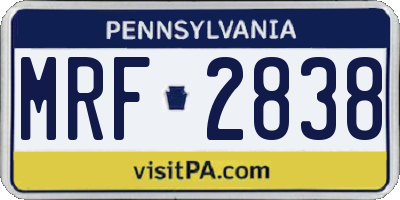 PA license plate MRF2838