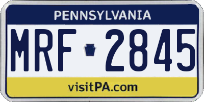 PA license plate MRF2845