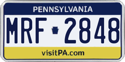 PA license plate MRF2848
