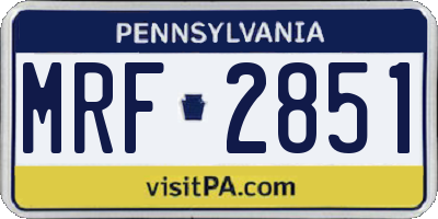 PA license plate MRF2851