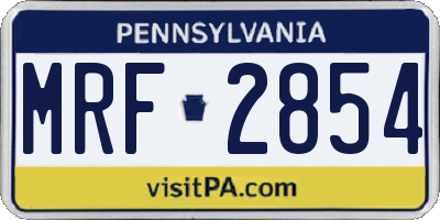 PA license plate MRF2854