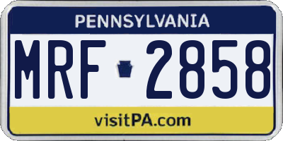 PA license plate MRF2858