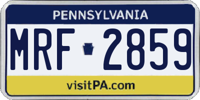 PA license plate MRF2859