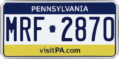 PA license plate MRF2870