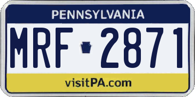 PA license plate MRF2871