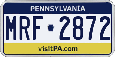 PA license plate MRF2872
