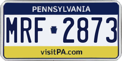 PA license plate MRF2873