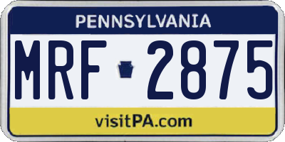 PA license plate MRF2875