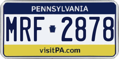 PA license plate MRF2878