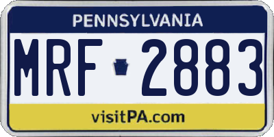 PA license plate MRF2883