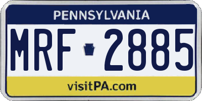 PA license plate MRF2885