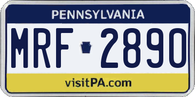 PA license plate MRF2890