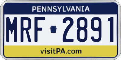 PA license plate MRF2891