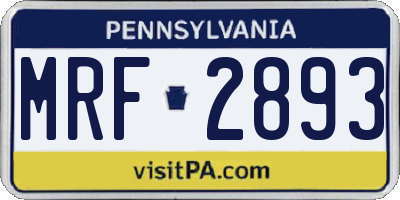 PA license plate MRF2893