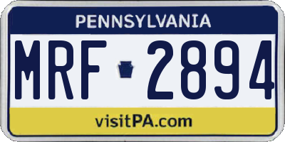 PA license plate MRF2894
