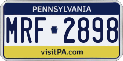 PA license plate MRF2898