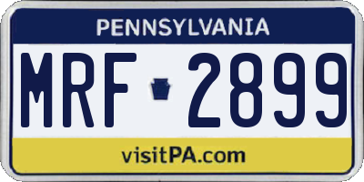 PA license plate MRF2899