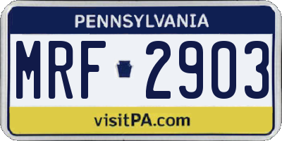 PA license plate MRF2903