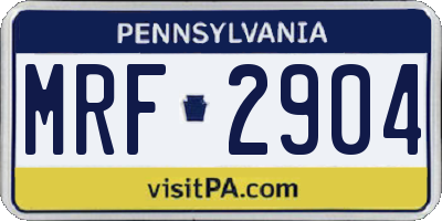 PA license plate MRF2904