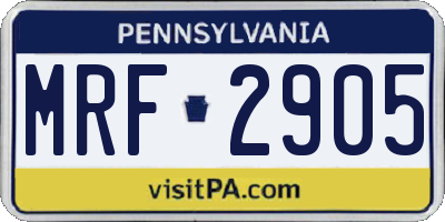 PA license plate MRF2905