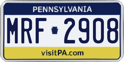 PA license plate MRF2908