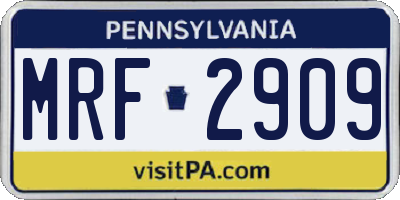 PA license plate MRF2909