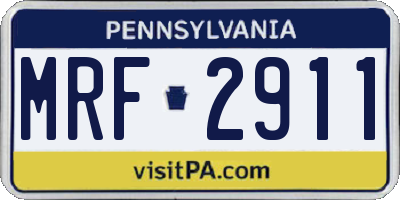 PA license plate MRF2911