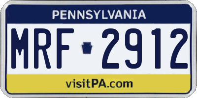 PA license plate MRF2912