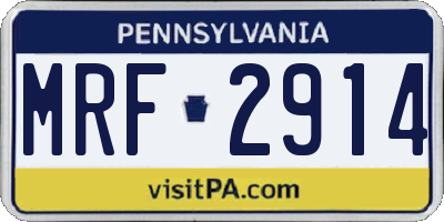 PA license plate MRF2914
