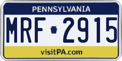 PA license plate MRF2915