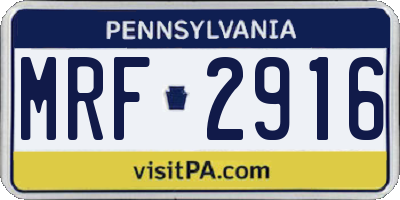 PA license plate MRF2916