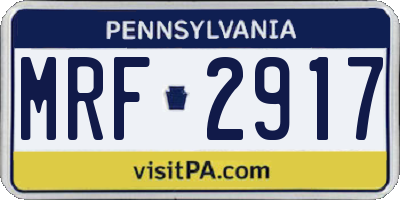 PA license plate MRF2917
