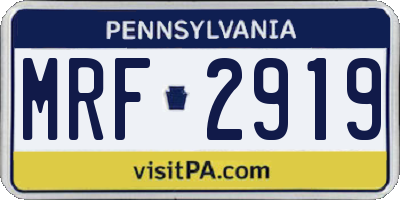 PA license plate MRF2919