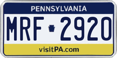 PA license plate MRF2920