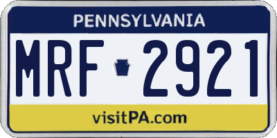PA license plate MRF2921