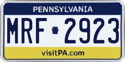 PA license plate MRF2923